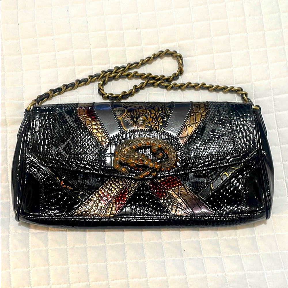 Vintage Sharif Alligator Purse
 80s/90s dark brown& MultiColor 
Like New